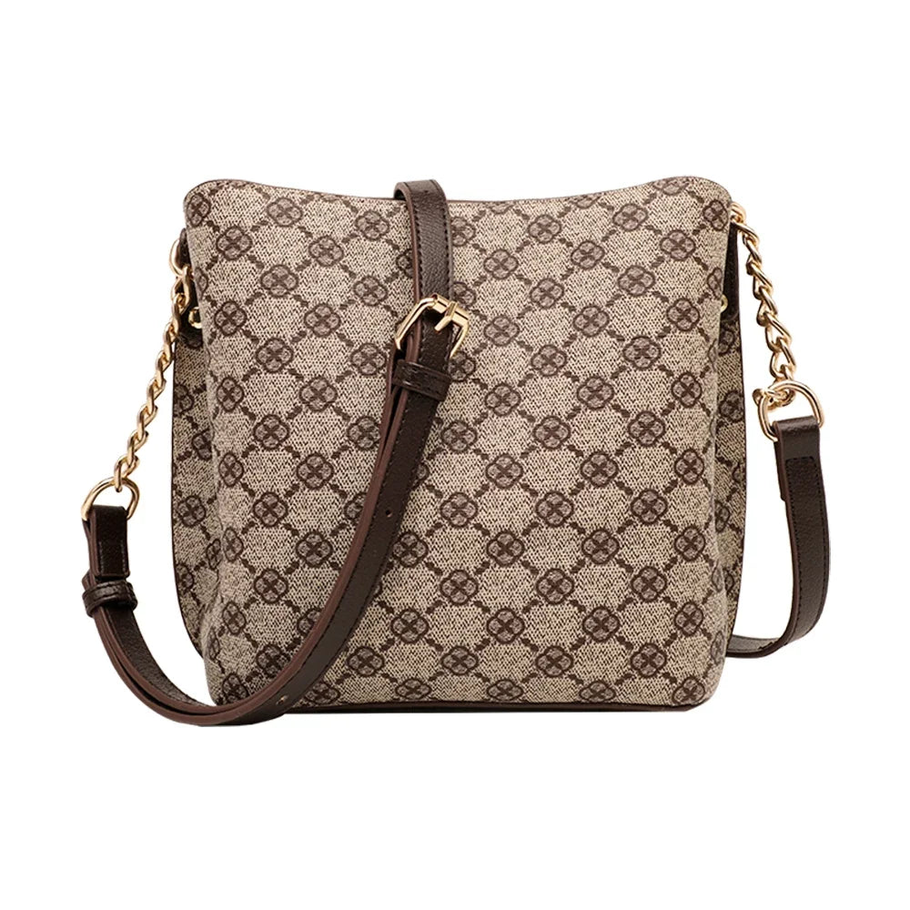 Women's Fashion Small Bucket Shoulder Bag – Luxury Crossbody Bag with Chain Strap, Vintage PU Handbag