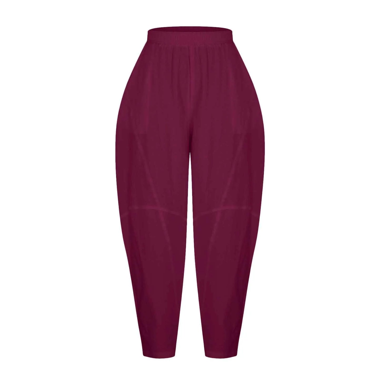 Women's Linen Harem Pants – Loose Fit Elastic Waist Casual Baggy Trousers for Summer