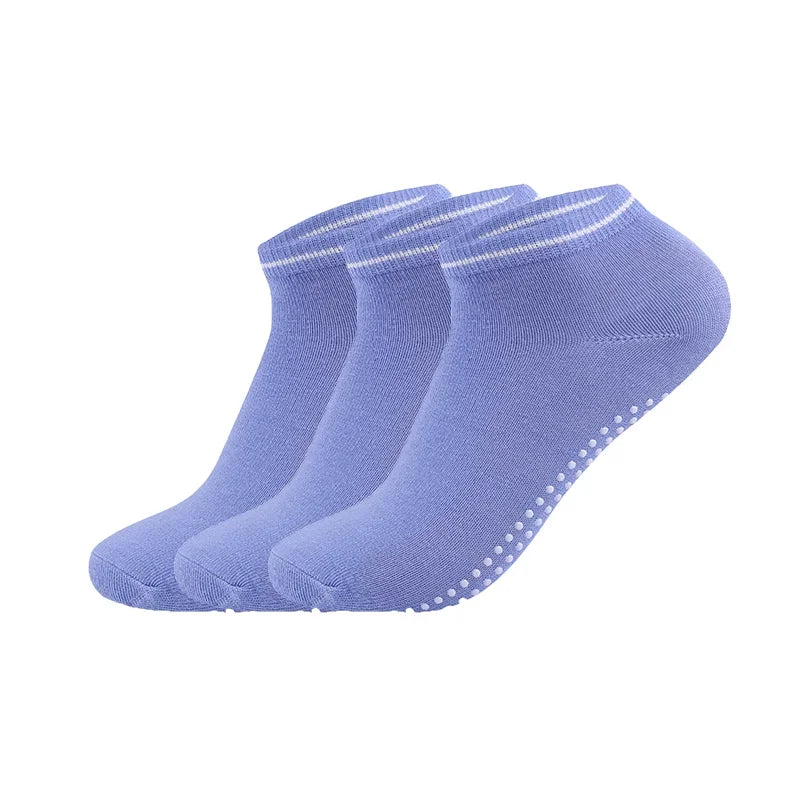 3 Pairs Non-Slip Yoga Socks for Women – Cotton Grip Socks for Pilates, Barre, & Ballet