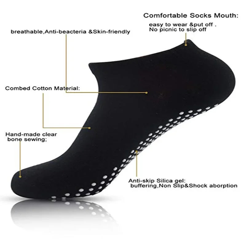 3 Pairs Non-Slip Yoga Socks for Women – Cotton Grip Socks for Pilates, Barre, & Ballet