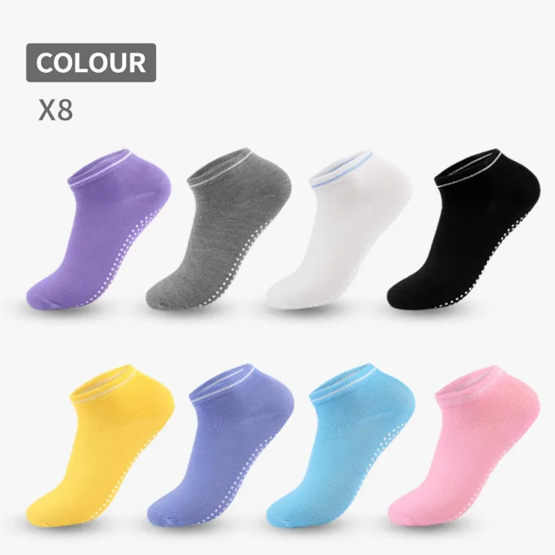 3 Pairs Non-Slip Yoga Socks for Women – Cotton Grip Socks for Pilates, Barre, & Ballet