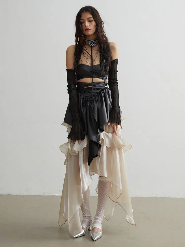 Naustia Ruffled Tube Top Shirt
