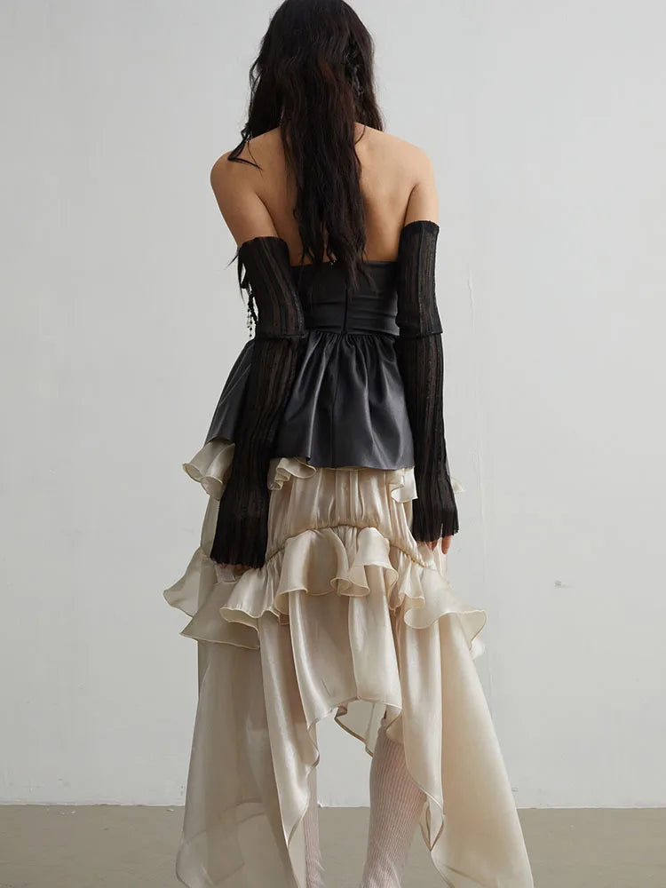 Naustia Ruffled Tube Top Shirt