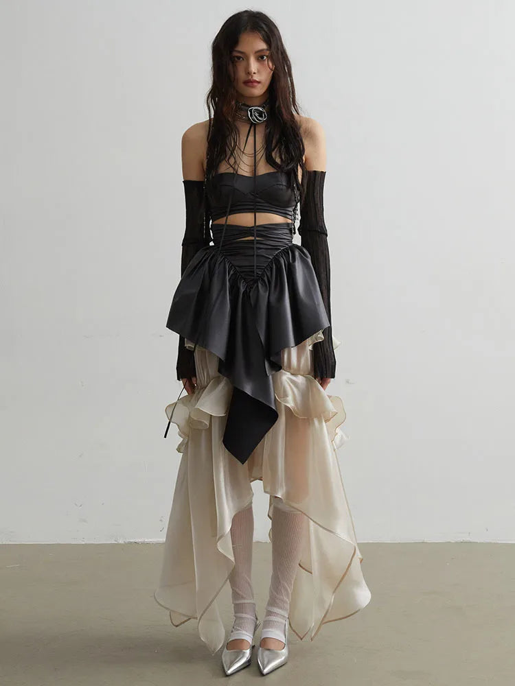 Naustia Ruffled Tube Top Shirt