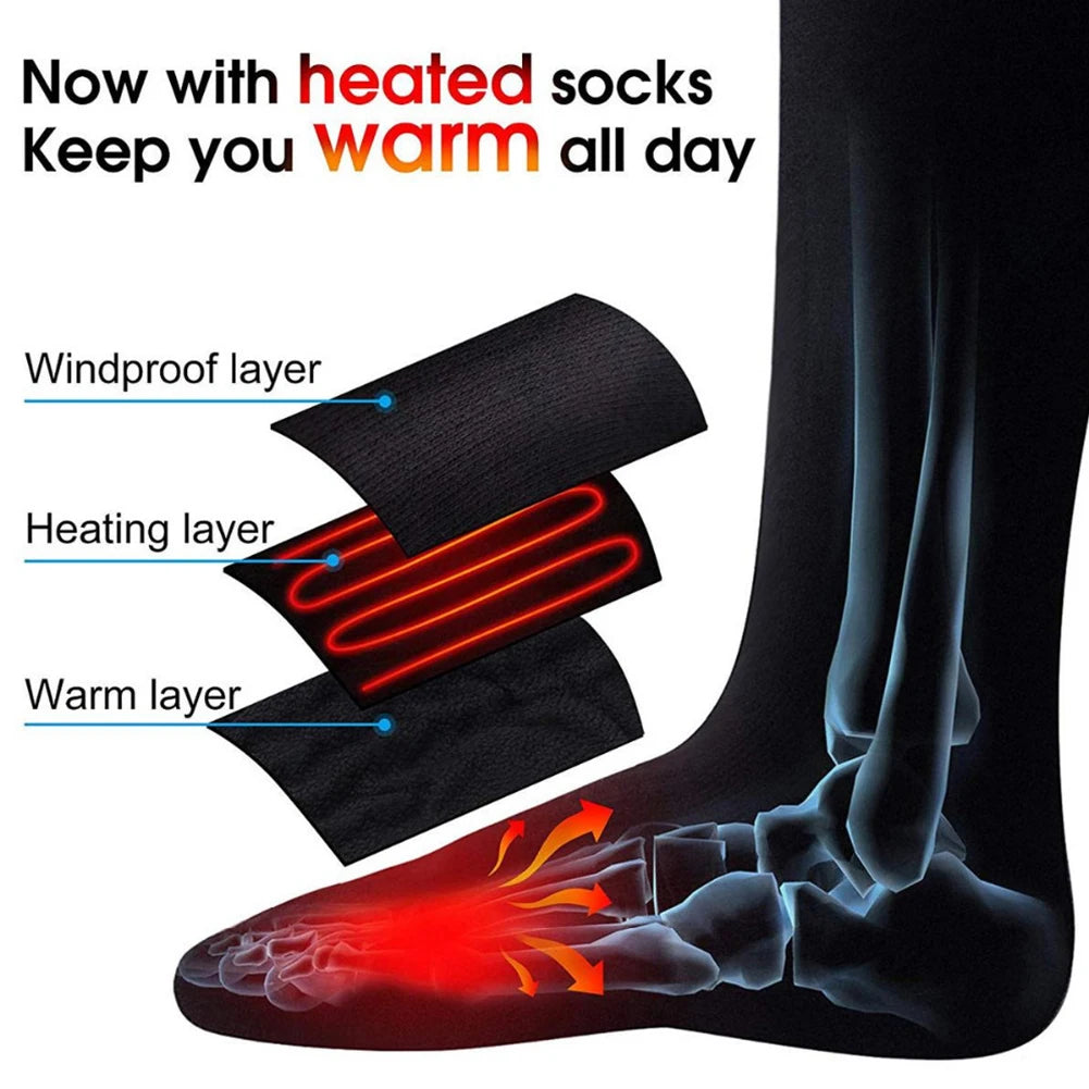 3V Thermal Cotton Heated Socks Men Women Battery Case Battery Operated Winter Foot Warmer Electric Socks Warming Socks