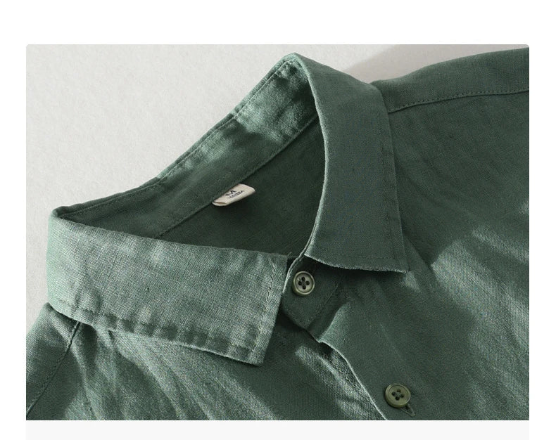 Men's 100% Linen Short Sleeve Summer Shirt