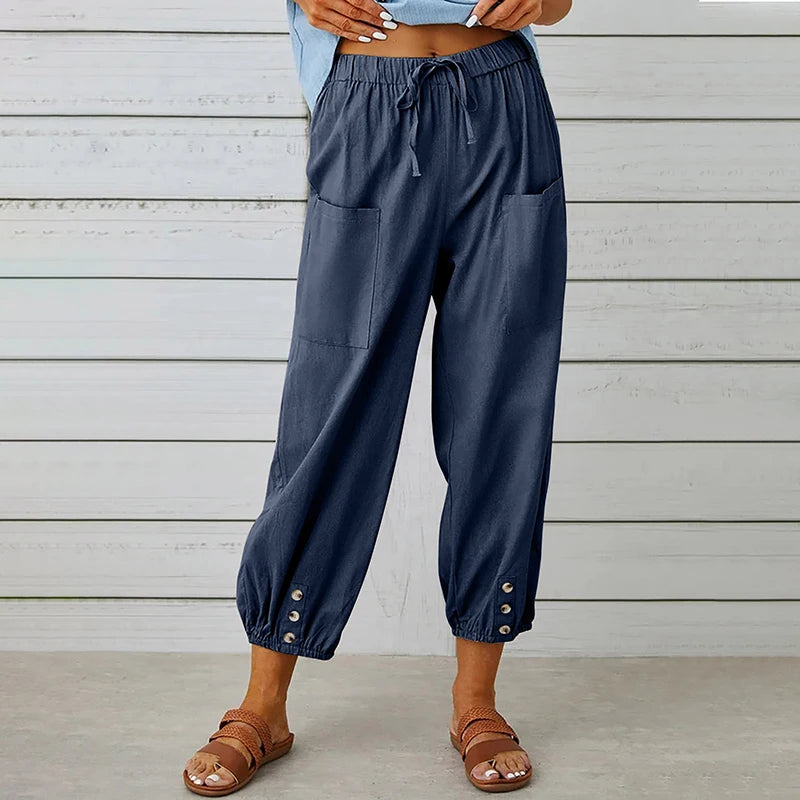 Women’s Cotton Linen Wide-Leg Pants