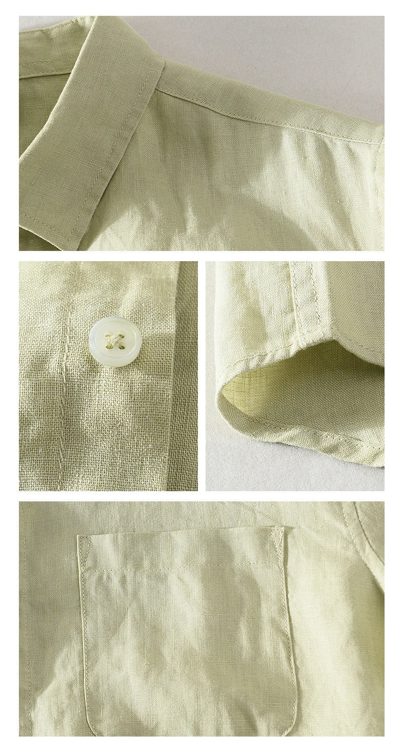 Men's 100% Linen Short Sleeve Summer Shirt