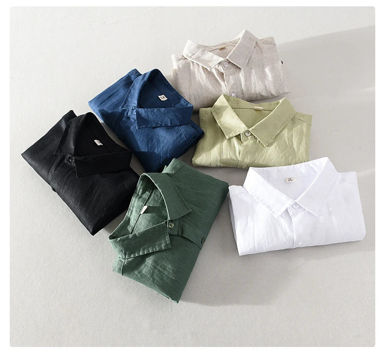 Men's 100% Linen Short Sleeve Summer Shirt