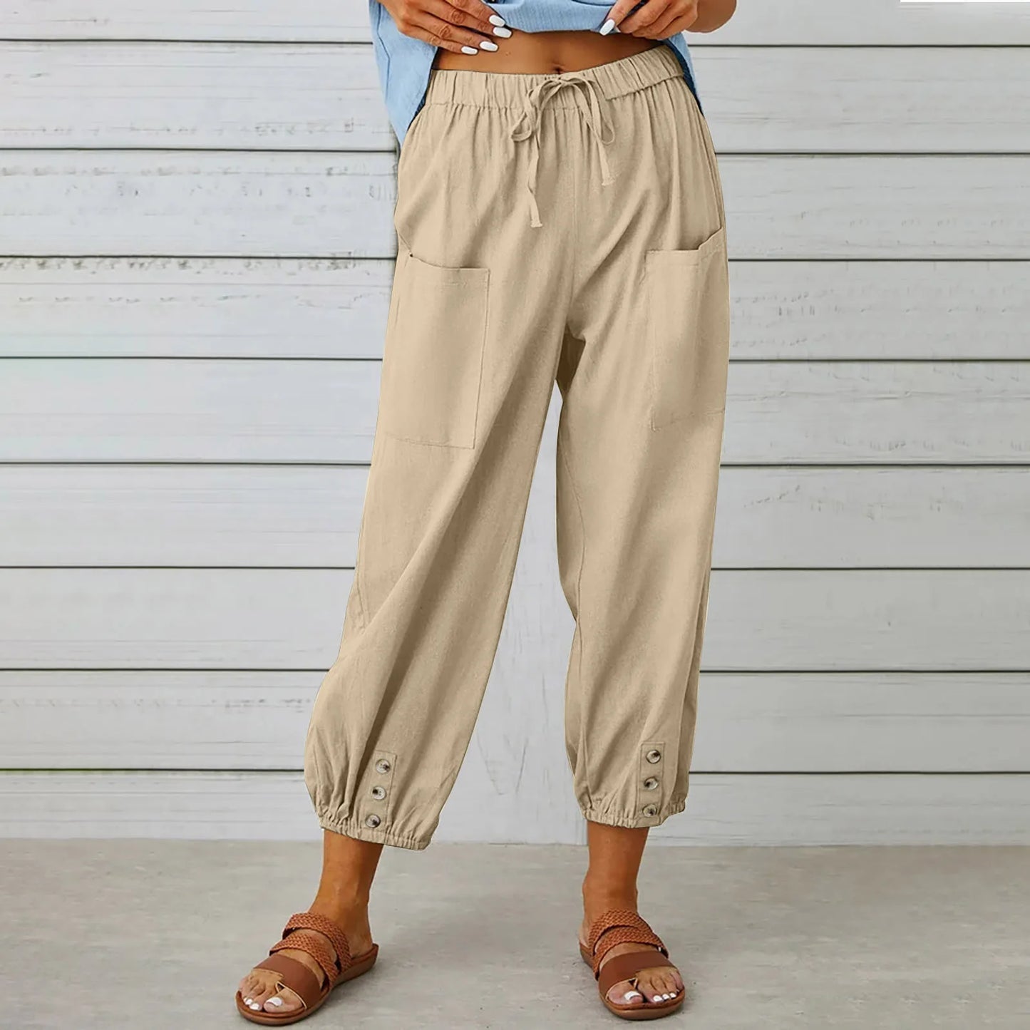 Women’s Cotton Linen Wide-Leg Pants