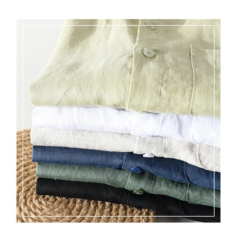 Men's 100% Linen Short Sleeve Summer Shirt