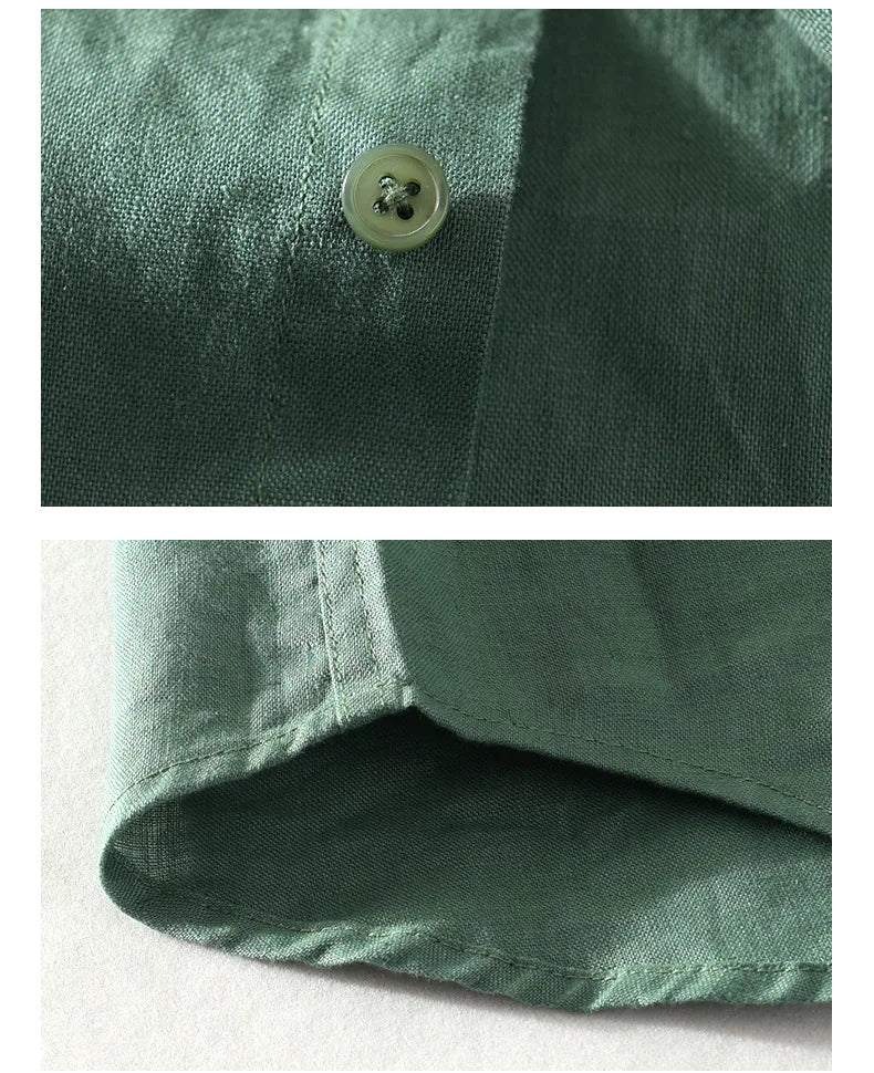 Men's 100% Linen Short Sleeve Summer Shirt