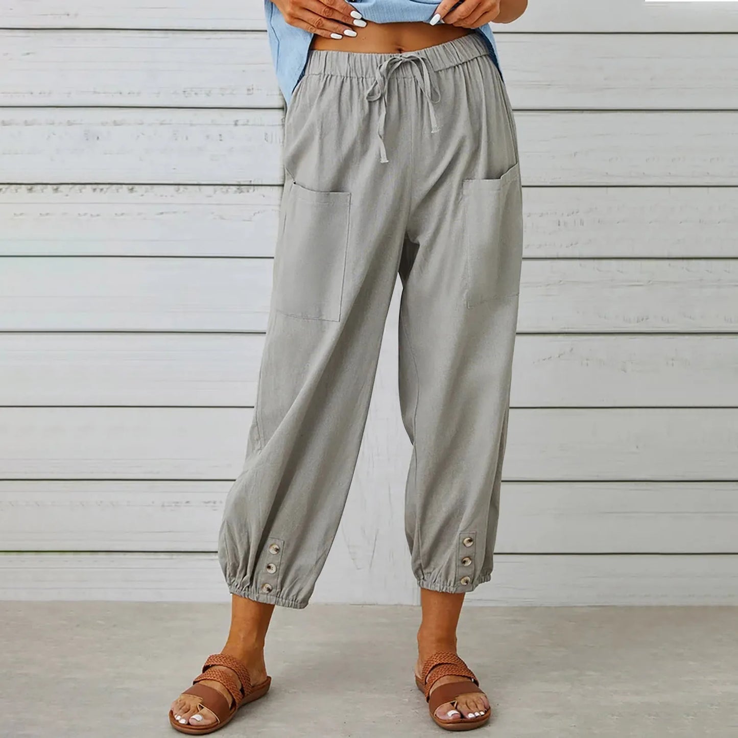 Women’s Cotton Linen Wide-Leg Pants