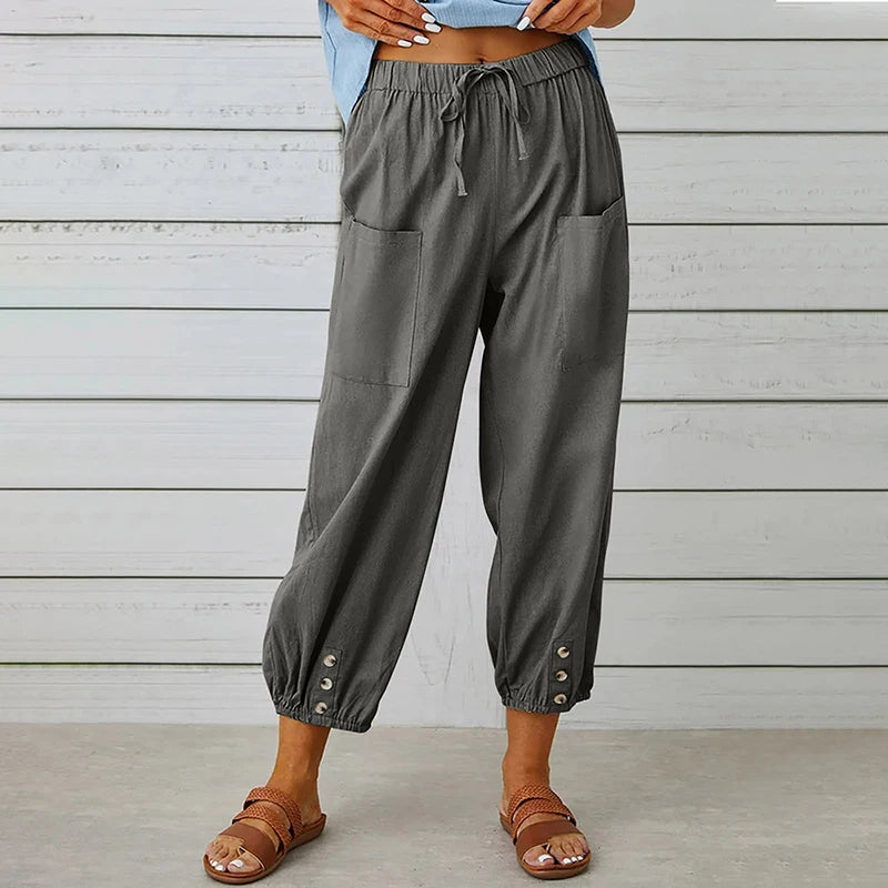 Women’s Cotton Linen Wide-Leg Pants