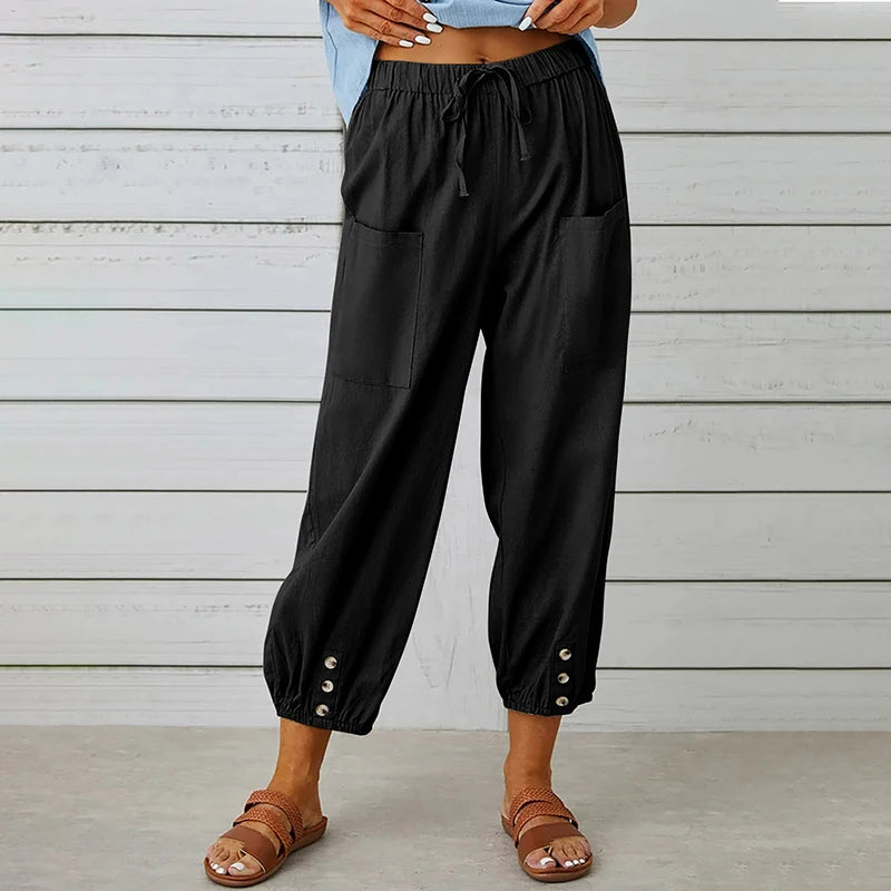 Women’s Cotton Linen Wide-Leg Pants