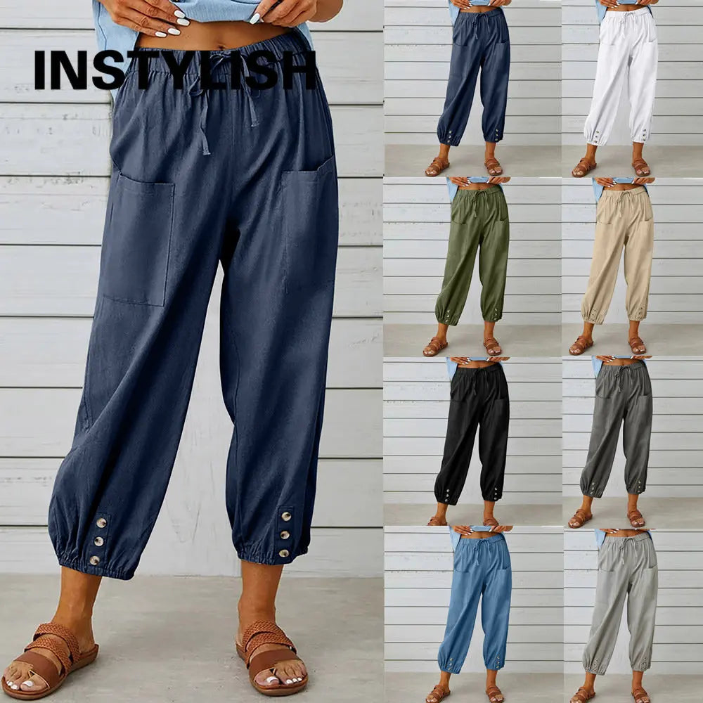Women’s Cotton Linen Wide-Leg Pants