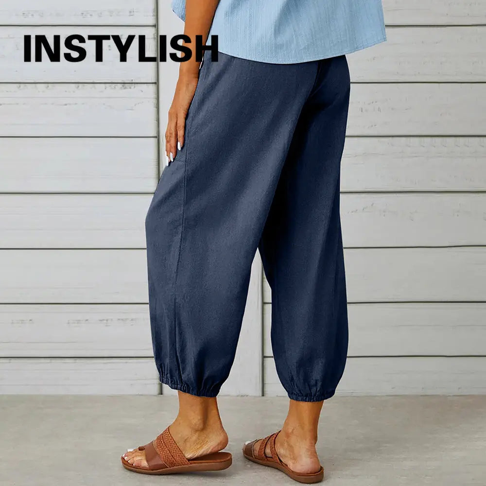Women’s Cotton Linen Wide-Leg Pants