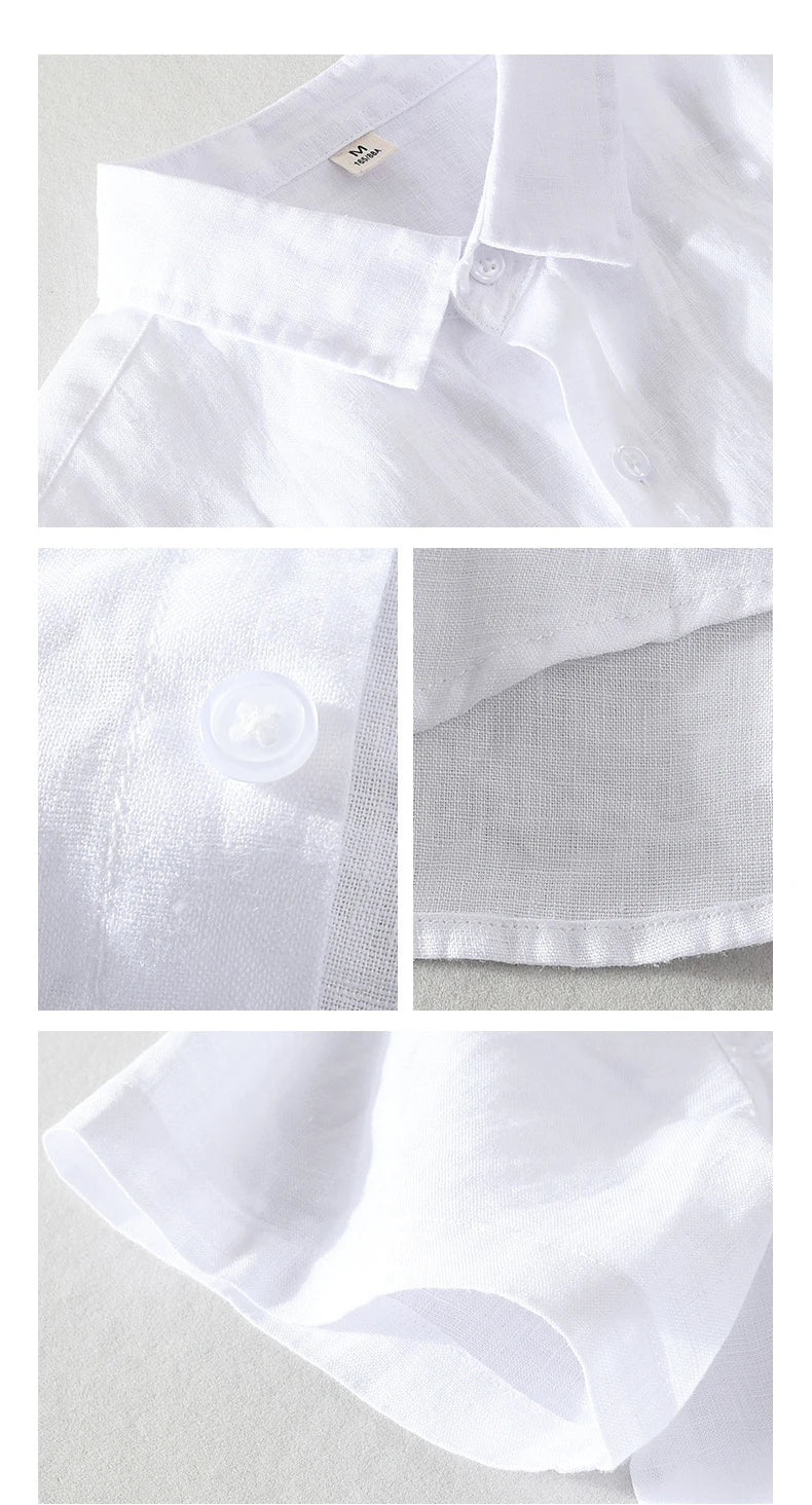 Men's 100% Linen Short Sleeve Summer Shirt
