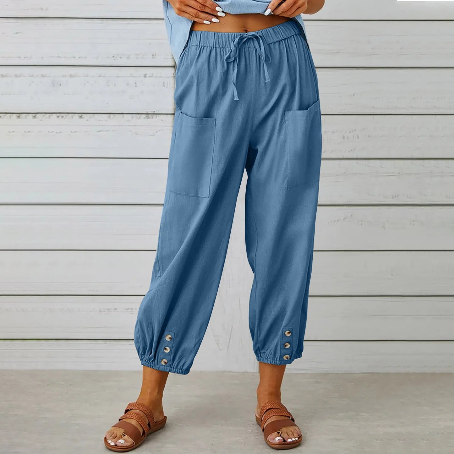 Women’s Cotton Linen Wide-Leg Pants