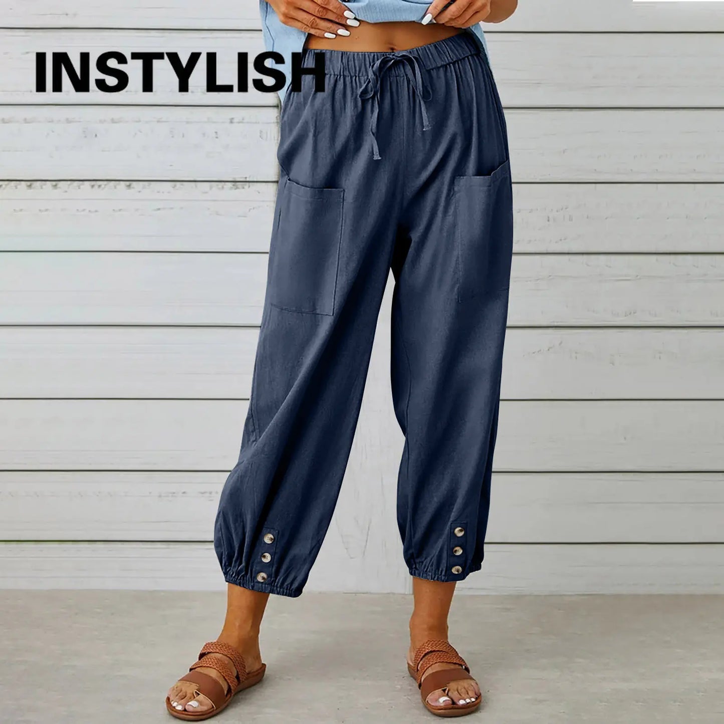 Women’s Cotton Linen Wide-Leg Pants