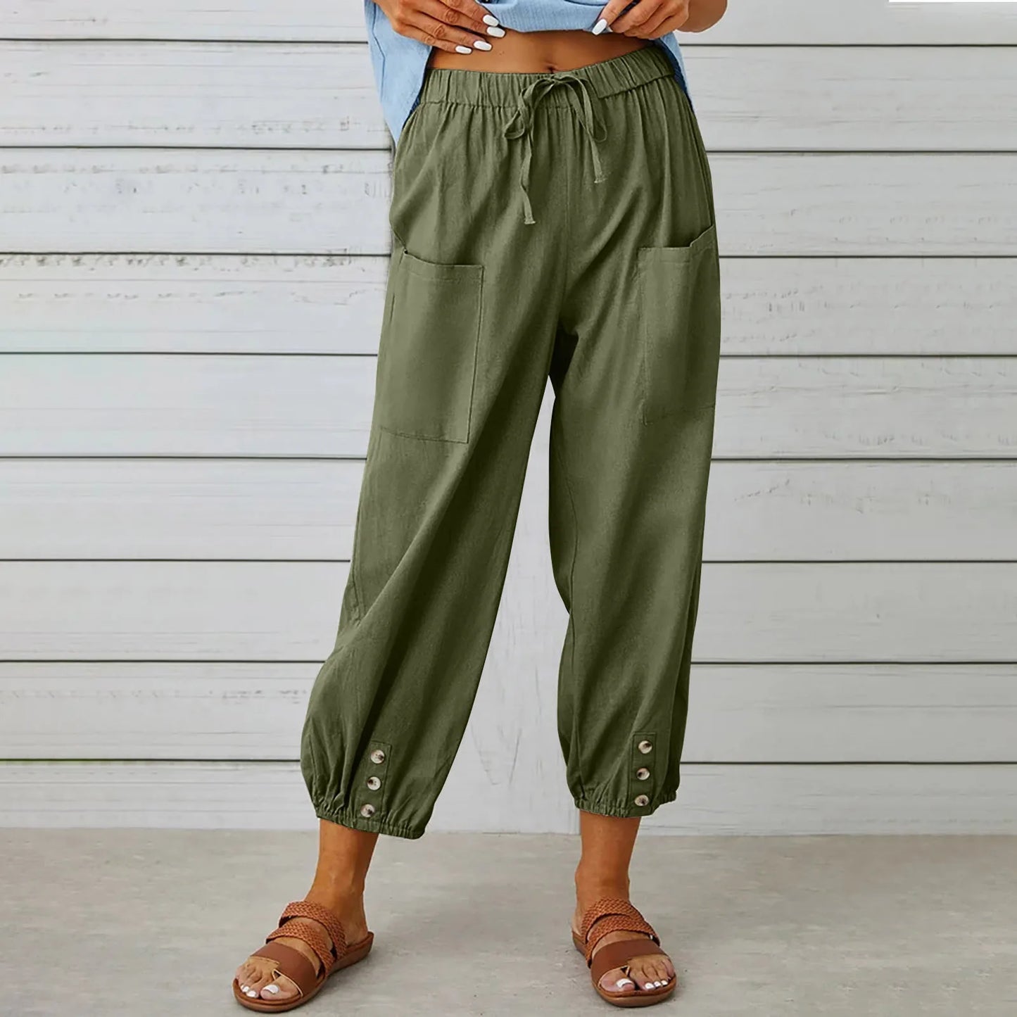 Women’s Cotton Linen Wide-Leg Pants
