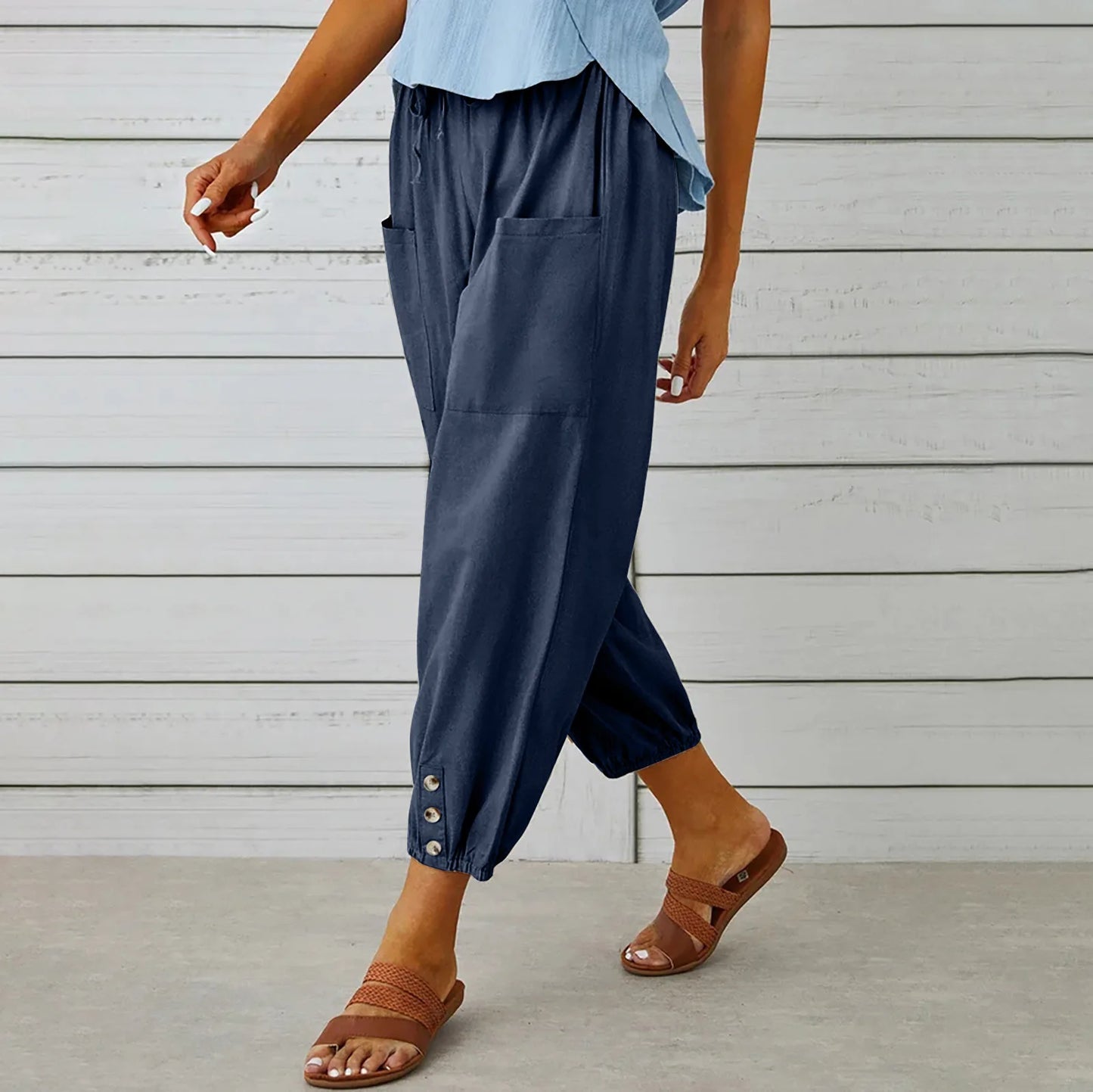 Women’s Cotton Linen Wide-Leg Pants