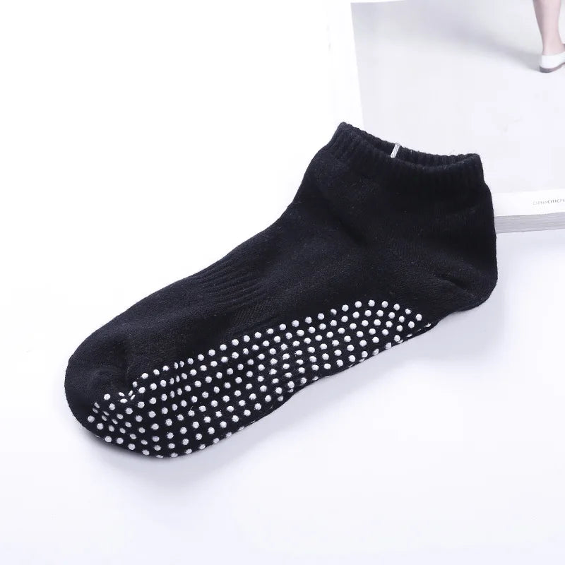 1pair Men's Cotton Non-slip Yoga Socks With Grips Breathable Anti Skid Floor Socks For Pilates Gym Fitness Size 39-44