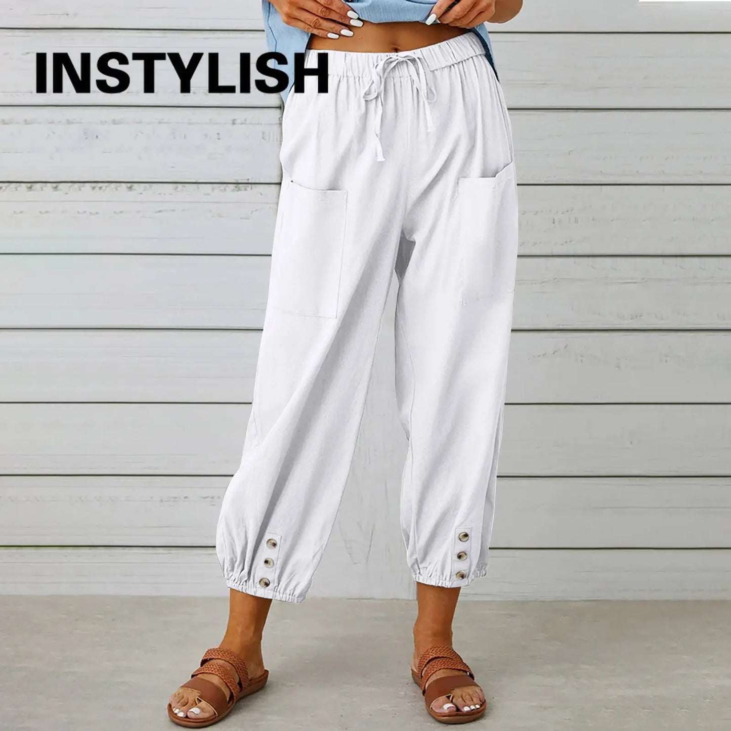 Women’s Cotton Linen Wide-Leg Pants
