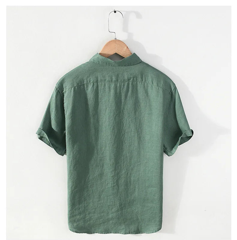 Men's 100% Linen Short Sleeve Summer Shirt