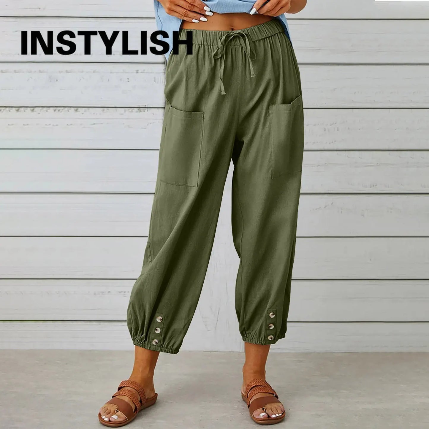 Women’s Cotton Linen Wide-Leg Pants