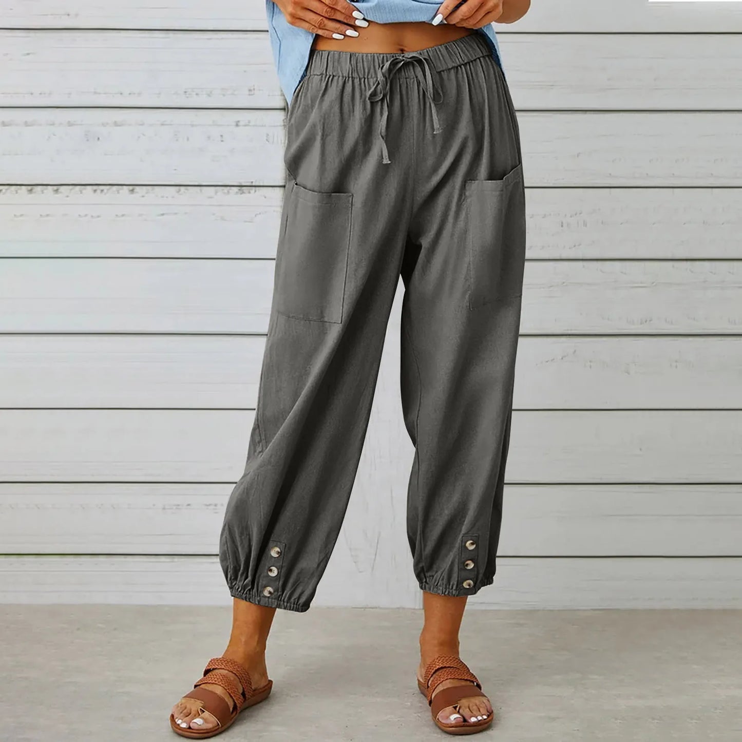 Women’s Cotton Linen Wide-Leg Pants