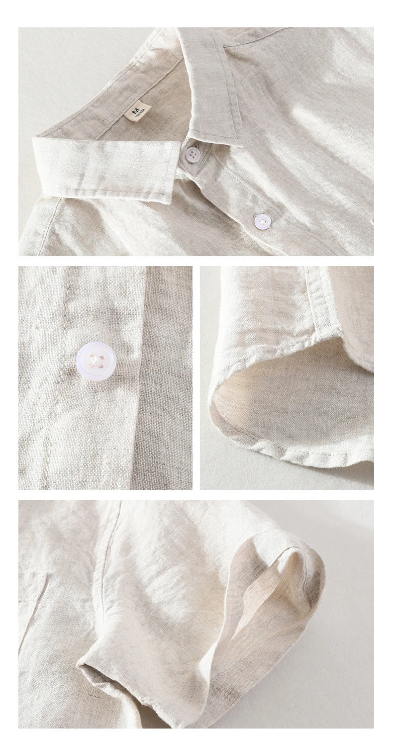 Men's 100% Linen Short Sleeve Summer Shirt