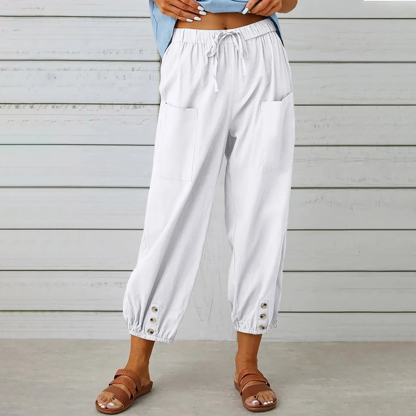 Women’s Cotton Linen Wide-Leg Pants