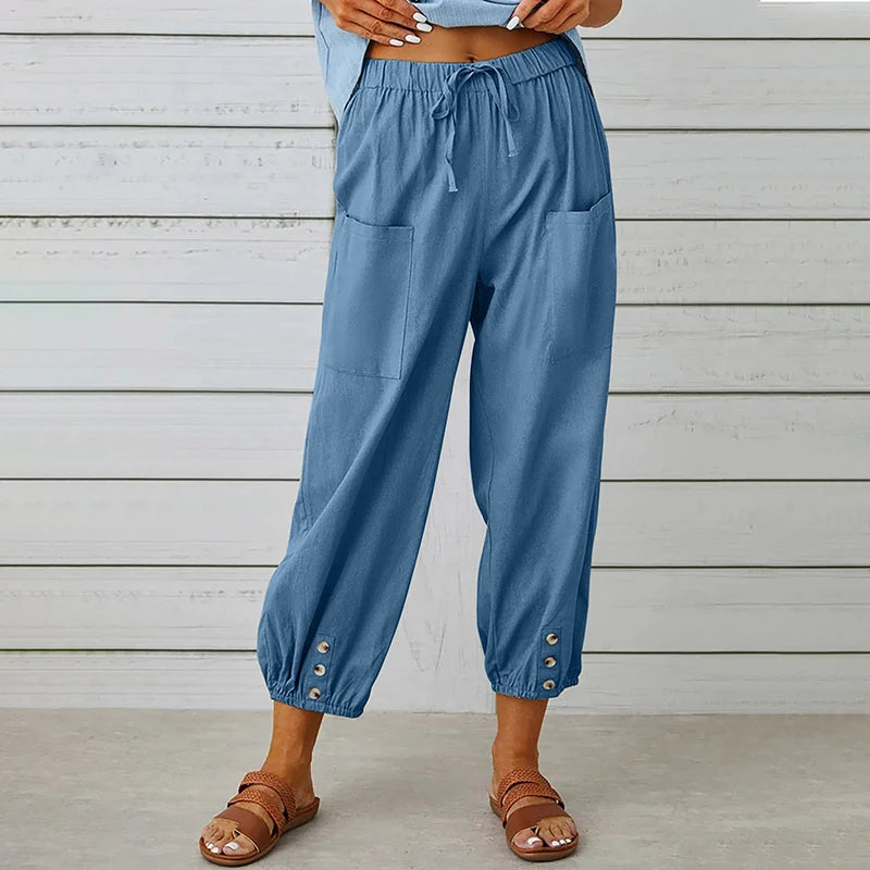 Women’s Cotton Linen Wide-Leg Pants
