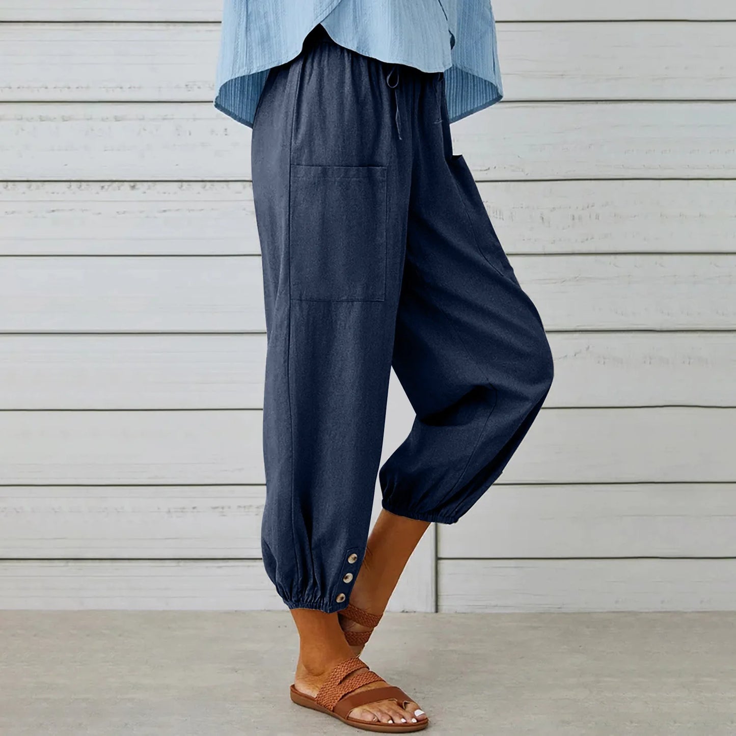 Women’s Cotton Linen Wide-Leg Pants