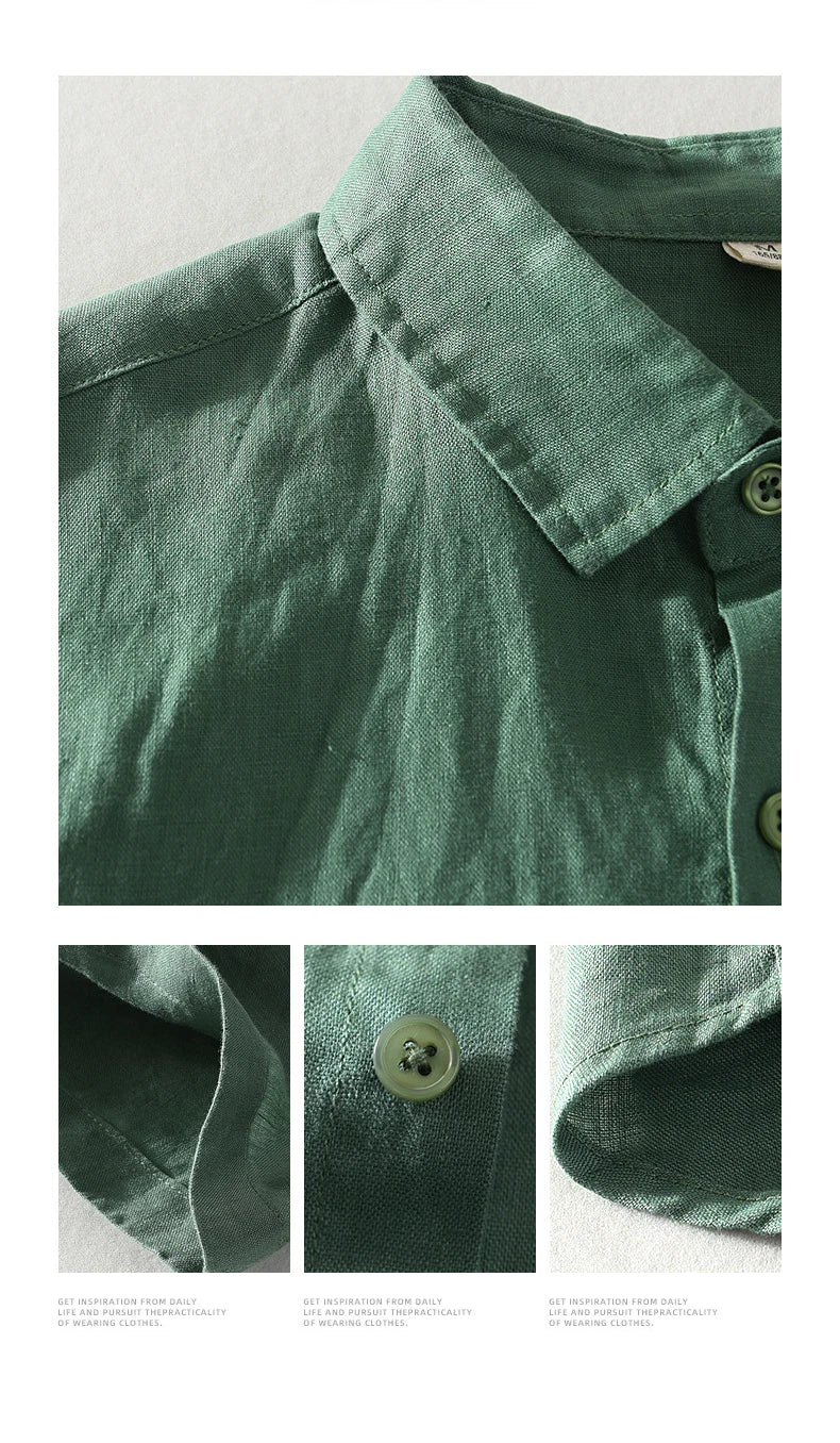 Men's 100% Linen Short Sleeve Summer Shirt