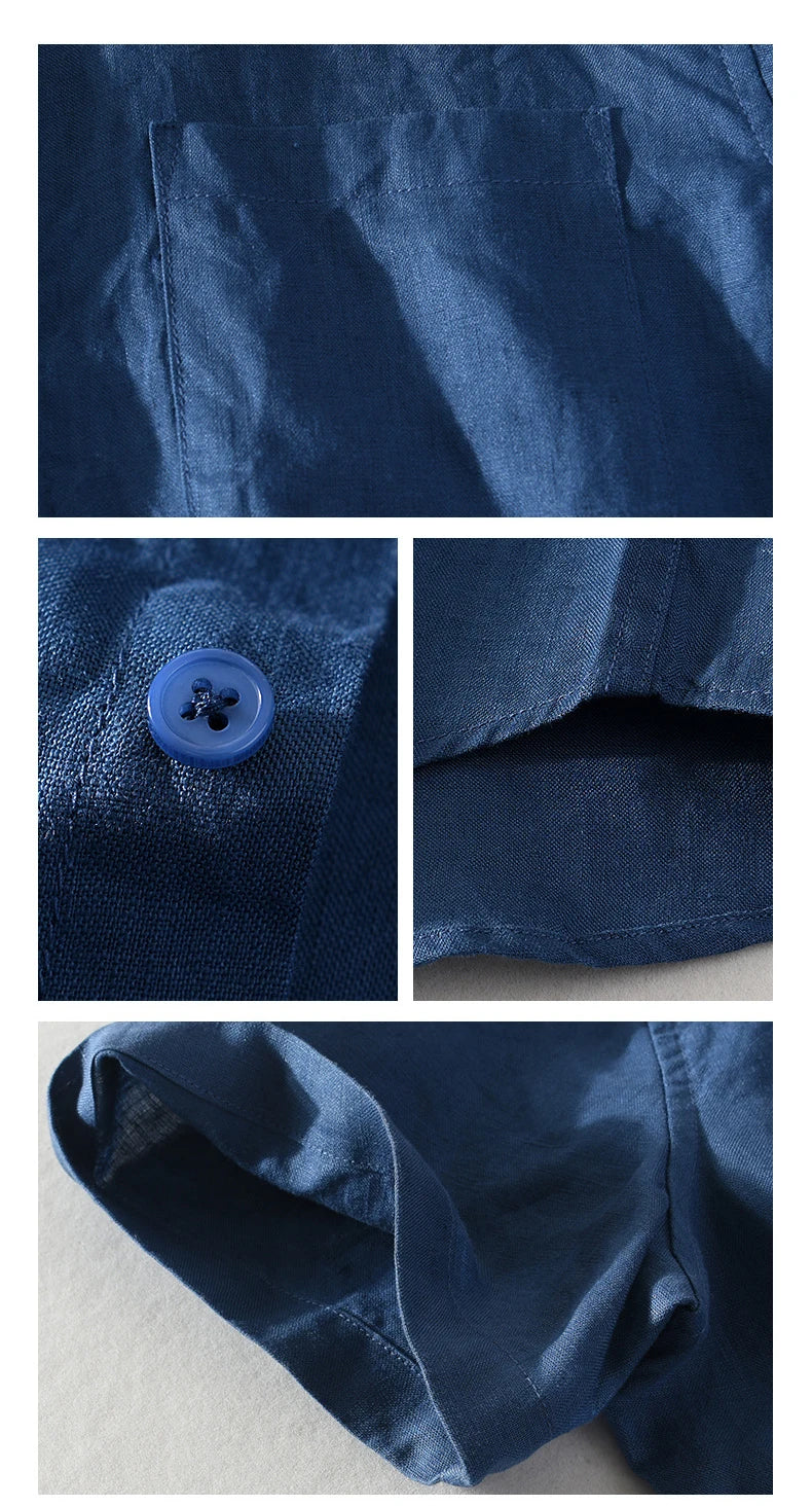 Men's 100% Linen Short Sleeve Summer Shirt